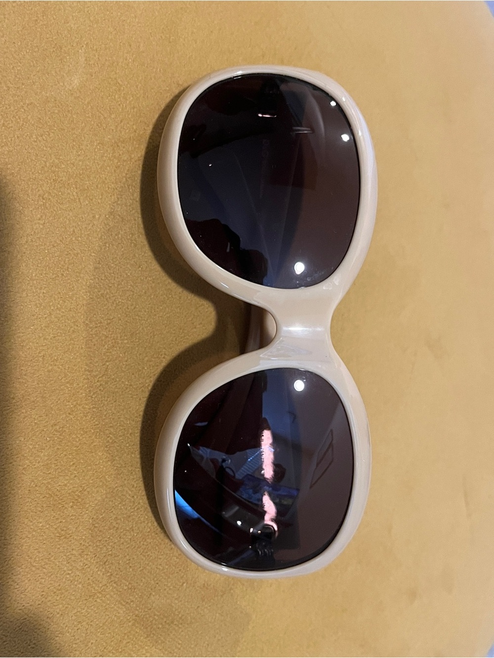 Dolce & Gabbana Cream Frame Oversized Sunglasses with Dark Lenses